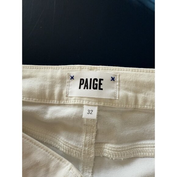 Paige Verdugo Crop White Jeans Raw Hem Cotton Blend Stretch Denim Size 32 - Picture 3 of 7